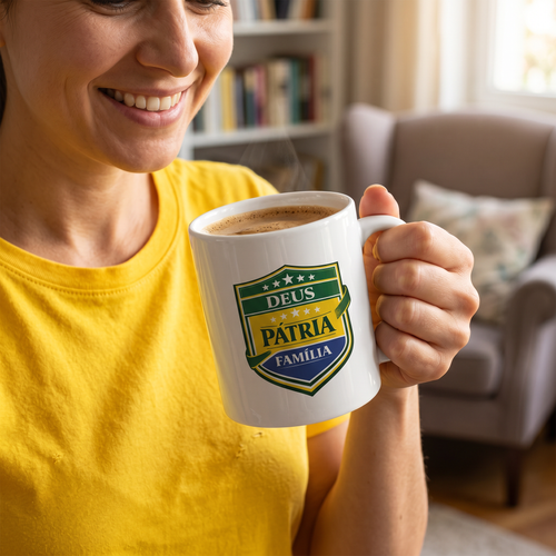 Caneca Deus Pátria Família Personalizada