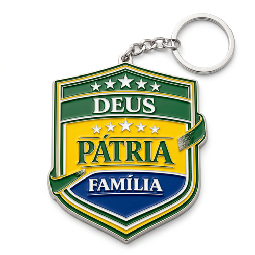 Chaveiro Deus Pátria Família em Metal
