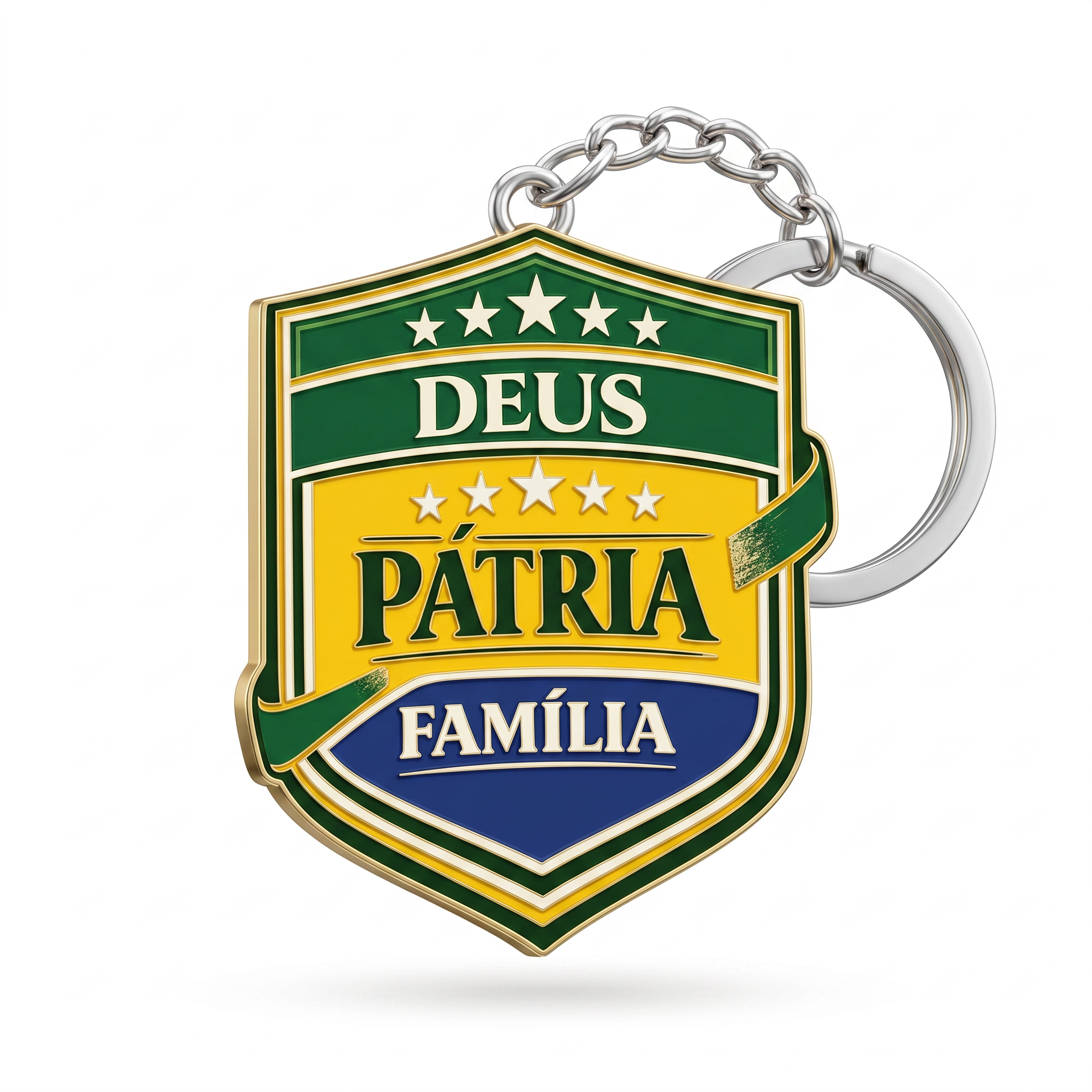 Chaveiro Deus Pátria Família em Metal